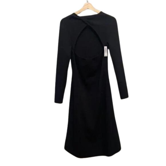 Aritzia Babaton Black Long Sleeve Stretchy Midi Anzai Dress Size L NWT - Picture 2 of 7